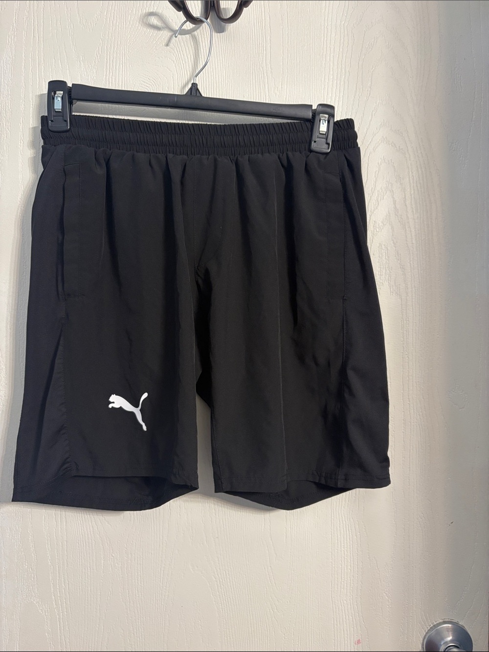 Puma Black Athletic Shorts with White Logo